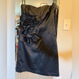 White House Black Market Strapless Black Dress with Floral Accent